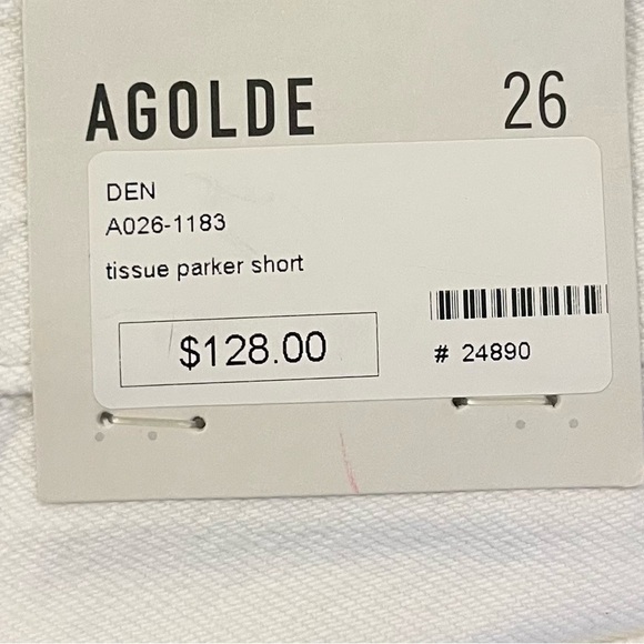 NWT Agolde Women’s Short Shorts Tissue White Size 26 Parker Cut Off Frayed Hem - Picture 4 of 8